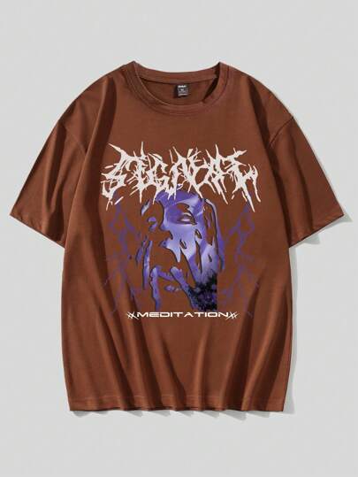 Cyber Luvr Guys Slogan & Figure Graphic Tee