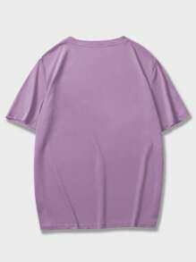 ROMWE MEN Street Life Men Mushroom & Letter Graphic Tee - Purple - View 2