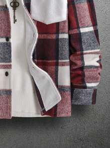 Manfinity Homme 寬鬆版式男士格紋印花大衣,附蓋式口袋和扣子 - 彩色 - 查看 5