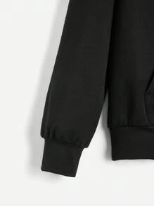 ROMWE Grunge Punk Plus Size Sweatshirt With Cross & Rhinestone Design And Drawstring Closure - Black - View 3