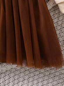 SHEIN Young Girl Floral Patched Bow Front Sweatshirt Dress - Multicolor - View 3