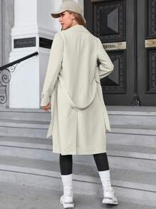 SHEIN Essnce Double Breasted Belted Trench Coat - Beige - View 2