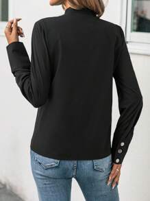 SHEIN Essnce Chemise Unicolore À Bouton - Noir - Voir 2