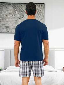 Men Plaid Print PJ Set - Multicolor - View 2