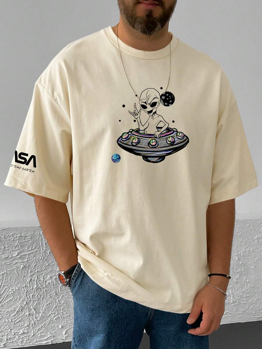 Manfinity EMRG Nam Chữ cái & Đồ họa hoạt hình Áo thun - Màu Khaki - Xem 1