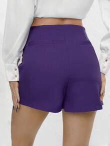 Solid High Waist Skort - Purple - View 2