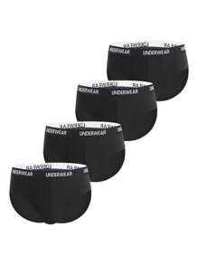 男士4入組腰部字母條帶內褲