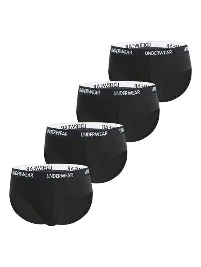 男士4入組腰部字母條帶內褲