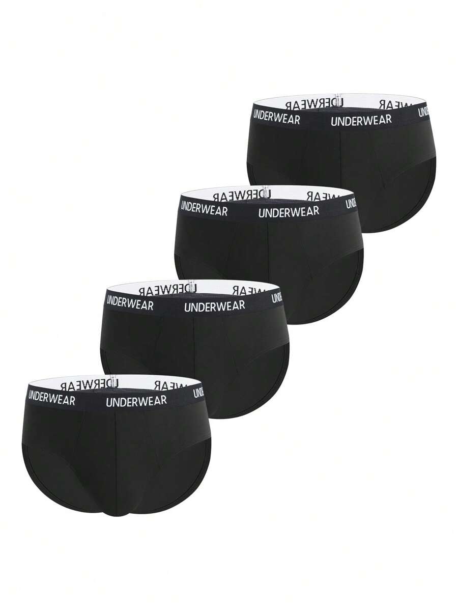 男士4入組腰部字母條帶內褲