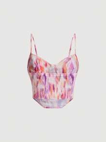 SHEIN MOD Tie Dye Bustier Cami Top - Multicolor - View 2