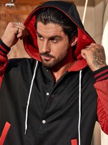 Manfinity Homme 男款寬鬆版彩色拼接帶束帶連帽外套 - 彩色 - 查看 7