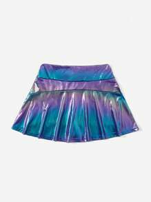 SHEIN ICON 鐳射PU皮革喇叭半身裙 - 彩色 - 查看 2