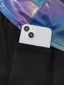 SHEIN ICON 鐳射PU皮革喇叭半身裙 - 彩色 - 查看 3