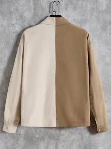 Manfinity VCAY Loose Fit Men's Color Block Flap Pocket Jacket (Without T-Shirt)