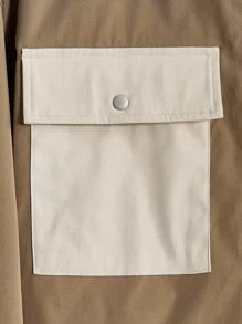 Manfinity VCAY Loose Fit Men's Color Block Flap Pocket Jacket (Without T-Shirt)