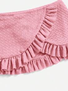 Ensemble de bikini avec jupe de plage, avec volants et nœud devant pour jeune fille, été plage