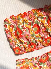 Summer Floral Print Bandeau Bikini Set - Multicolor - View 5