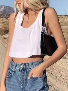 INAWLY Solid Crop Tank Top