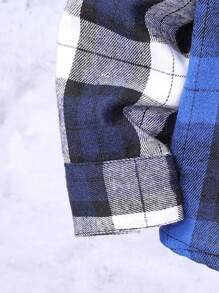 SHEIN Young Boy Plaid Print Flap Pocket Shirt Without Tee - Multicolor - View 4