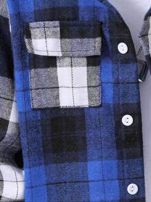 SHEIN Young Boy Plaid Print Flap Pocket Shirt Without Tee - Multicolor - View 5