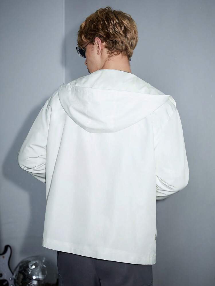 Loose Men's Letter Graphic Hooded Jacket