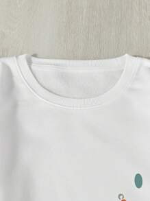 SHEIN EZwear Slogan Áo nỉ lót nhiệt họa tiết COOL MOMS CLUB - trắng - Xem 4