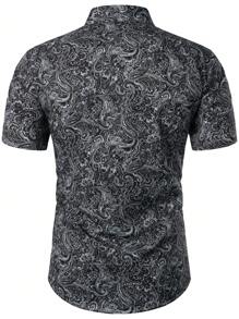 Manfinity LEGND Men Paisley Print Shirt Slim Fit Short Sleeve Button Up Graphic Floral Art Shirt For Husband - Multicolor - View 2