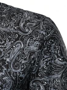 Manfinity LEGND Men Paisley Print Shirt Slim Fit Short Sleeve Button Up Graphic Floral Art Shirt For Husband - Multicolor - View 4