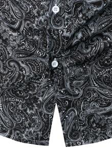 Manfinity LEGND Men Paisley Print Shirt Slim Fit Short Sleeve Button Up Graphic Floral Art Shirt For Husband - Multicolor - View 7