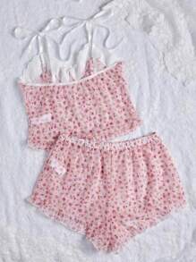 CottageSlumber 碎花印花吊带背心和短裤 节日季睡衣套装/睡衣套装