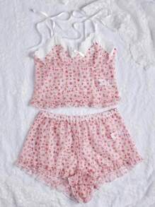 CottageSlumber 碎花印花吊带背心和短裤 节日季睡衣套装/睡衣套装