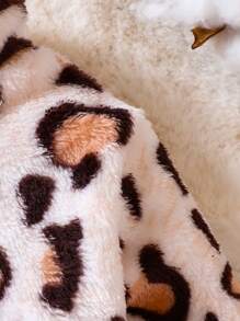 SHEIN Baby Girl Leopard Pattern Half Zip Teddy Sweatshirt - Multicolor - View 4