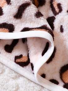 SHEIN Baby Girl Leopard Pattern Half Zip Teddy Sweatshirt - Multicolor - View 7