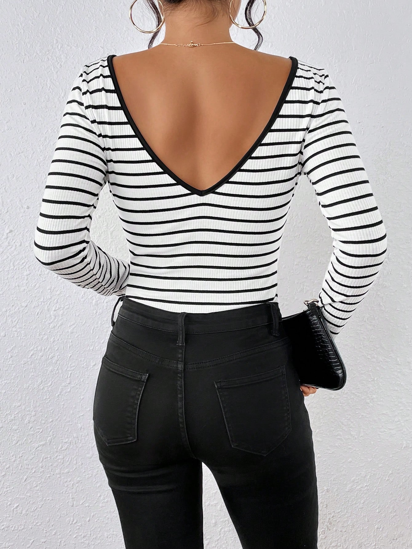 SHEIN Essnce Striped Print Boat Neck Tee sz2306284166106143