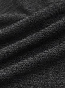 SHEINNeu Solid Button Front Crop Tee - Black - View 3