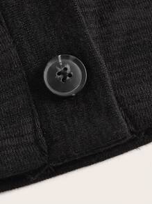 SHEINNeu Solid Button Front Crop Tee - Black - View 4