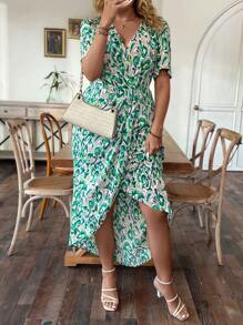 SHEIN Clasi 波西米亞交叉全身印花加大連衣裙 - 彩色 - 查看 4