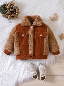 鈕扣純色嬰童（女）夾克 - 彩色 - 查看 1