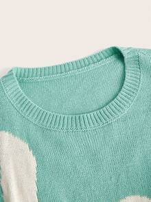 SHEINNeu Khối màu Thả vai Áo len - Màu xanh Bạc hà - Xem 3