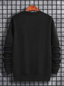 Manfinity Hypemode Nam Đồ họa Chữ Và Gấu Thả vai Áo nỉ - màu đen - Xem 2