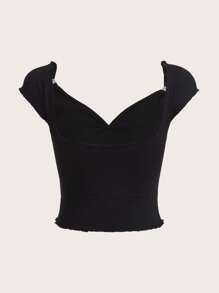 SHEIN ICON 前蝴蝶結木耳邊短款T恤