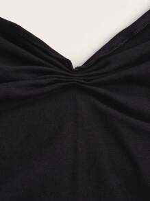 SHEIN ICON 前蝴蝶結木耳邊短款T恤