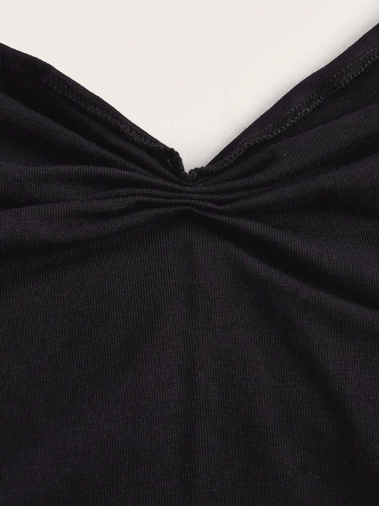 Bow Front Lettuce Trim Crop Tee