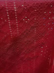 SHEIN LUNE Eyelet Embroidery Button Detail Tank Top - Burgundy - View 6