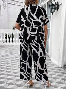 Calvaya Hơn In Toàn bộ Áo sơ mi & Quần ống rộng - Đen và trắng - Xem 2