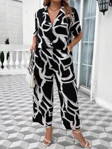 Calvaya Hơn In Toàn bộ Áo sơ mi & Quần ống rộng - Đen và trắng - Xem 4