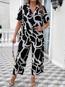 Calvaya Hơn In Toàn bộ Áo sơ mi & Quần ống rộng - Đen và trắng - Xem 5