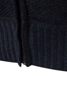 Manfinity Homme Nam Khối màu Dây kéo Lót nhiệt Áo len Mở - Nhiều màu - Xem 4