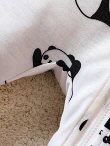Baby Boy Panda Print Zip Up Snug Fit Sleep Jumpsuit - White - View 5
