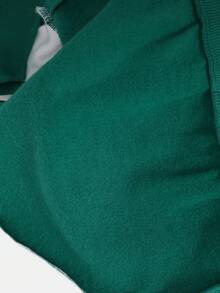 SHEIN 男嬰字母貼布插肩袖飛行員夾克和運動褲不帶T恤 - 綠色 - 查看 6